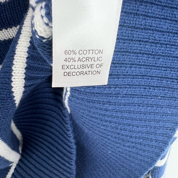 Kerri Rosenthal Knit Striped V Neck Embroidered Font Graphic Sweater Pullover - Picture 5 of 7